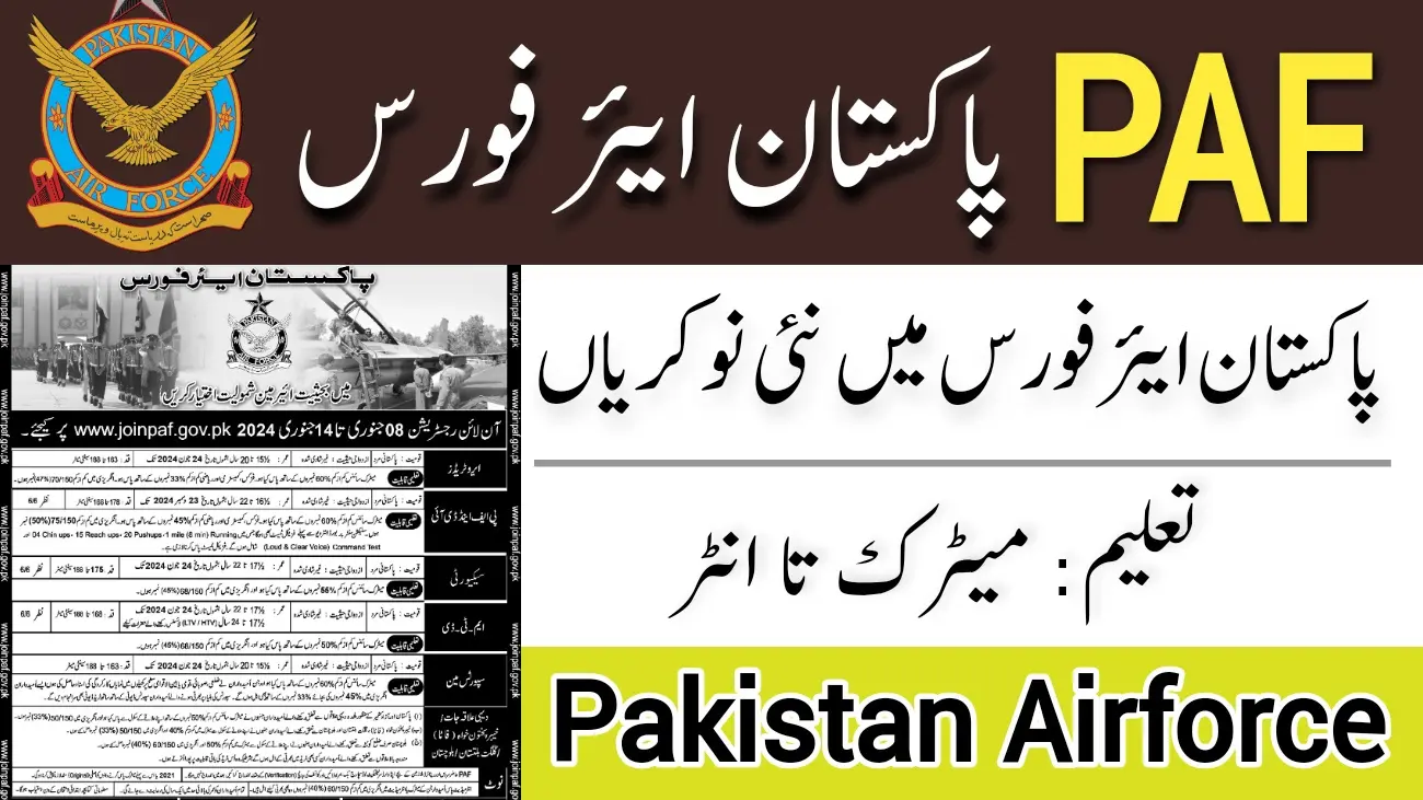 How to Apply for PAF Pakistan Airforce New Jobs 2024 Online